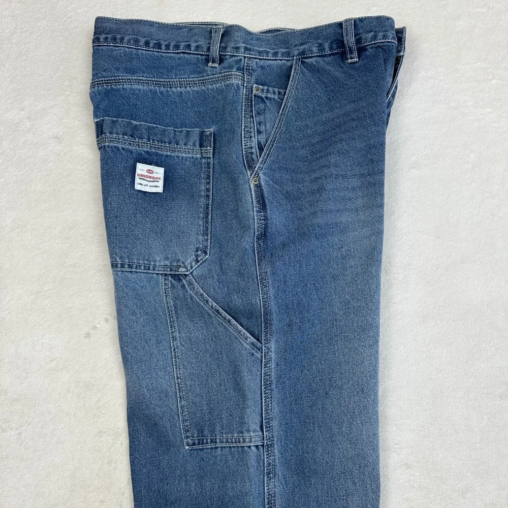 Unionbay Mens 28W Carpenter Jeans Medium Wash Blue Utility Workwear J3N98SD